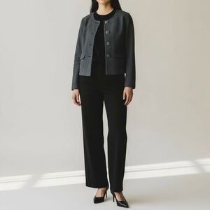 Vintage Y2K 2000s Merona Office Core Gray Collarless Tailored Blazer XS